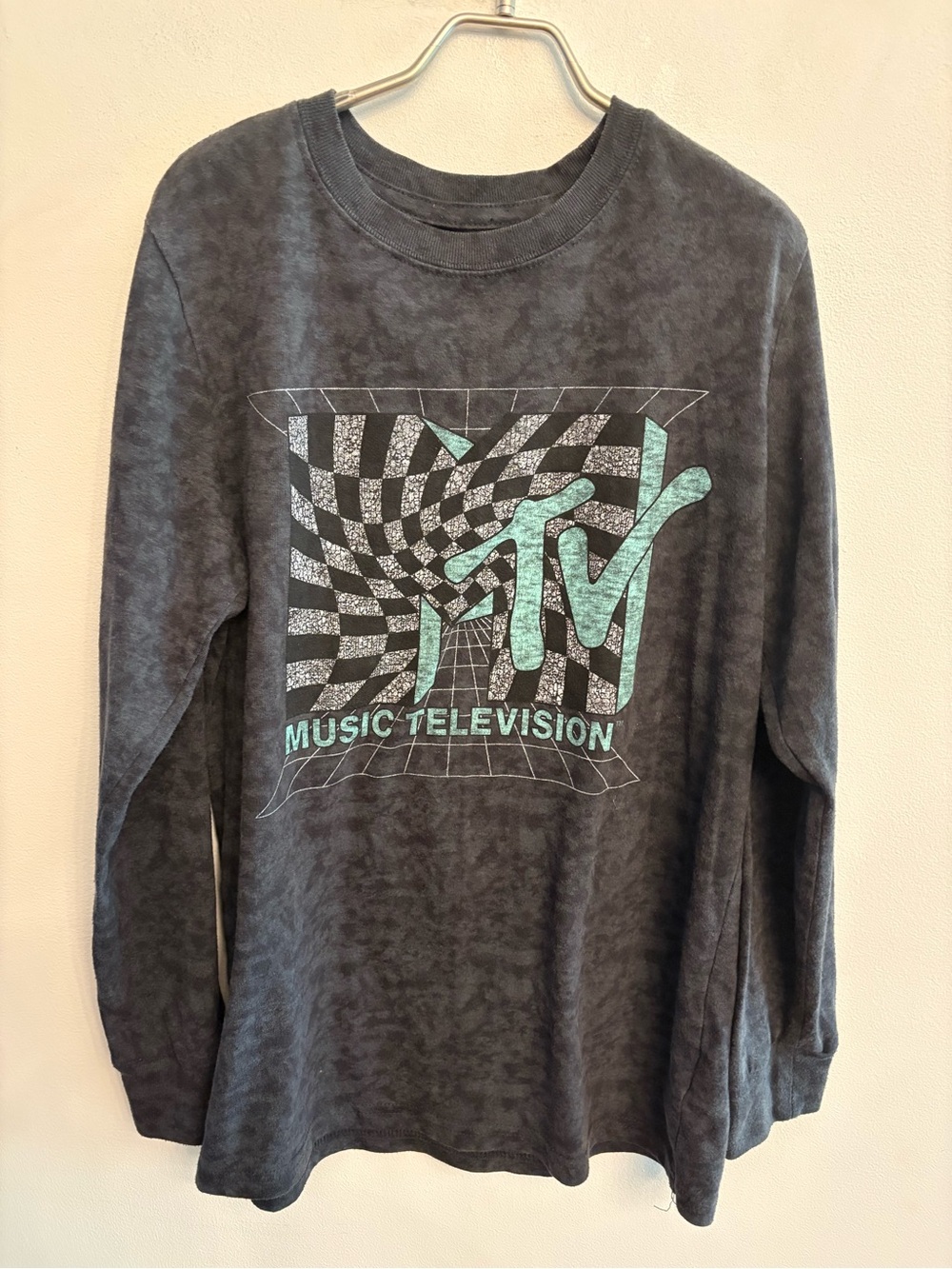 MTV Black Long Sleeve Tee with Teal Graphic